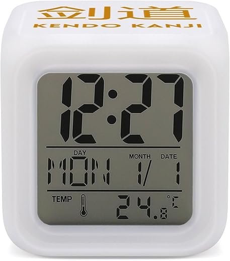 Kendo Kanji Digital Alarm Clock 7 Color LED Change Clocks Glowing Smart Night Light Cube Sleep Trainer