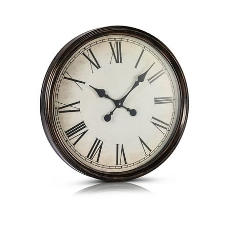 KFFKFF Wall Timepiece, 20-inch Roman Numeral Clock, Battery-Powered Quiet Traditional Decorative Circular Timekeepers, Suitable for Living Space, Bedroom, Office, Kitchen, Dining Area, Homely Decor