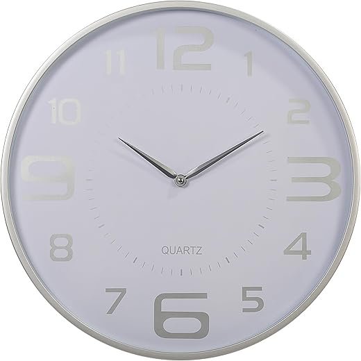 Kiera Grace Wall Clock, 18 Inch, White Modern Classic Quartz Wall Clocks Battery Operated, Silent Non Ticking Home Decor for Living Room, Kitchen, Bathroom