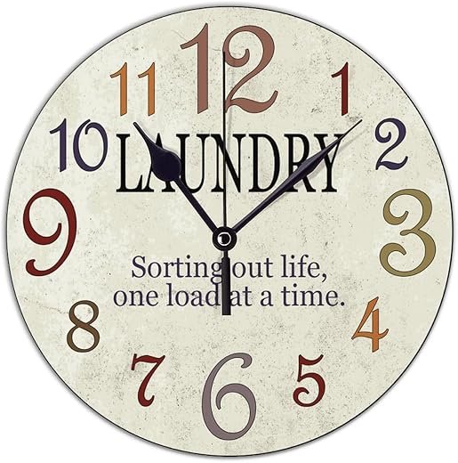 Rustic Oversized Silent Wall Clock - Non Ticking Modern Farmhouse, Bathroom, House, Laundry Room Wall Clocks Battery Operated - 10" Oversized Clock