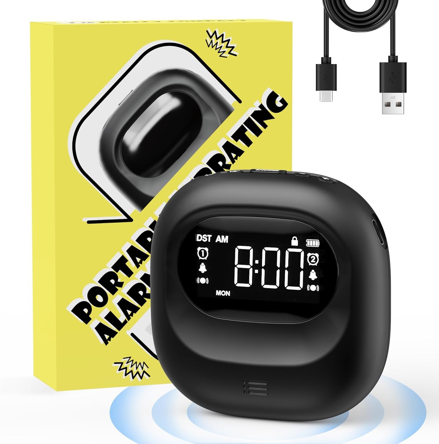 Loud Alarm Clock for Heavy Sleepers, Super Powerful Adjustable Vibration, Travel