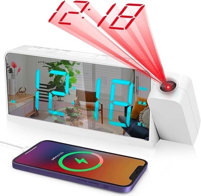 Loud Mirror LED Alarm Clock Display, Desk & Shelf Clock for Heavy Sleeper,kids