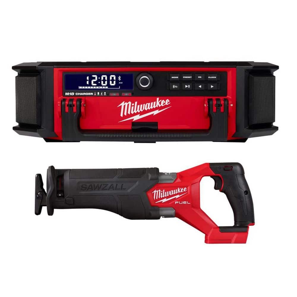 M18 Lithium-Ion Cordless PACKOUT Radio/Speaker w/ Built-In Charger & SAWZALL Recip Saw
