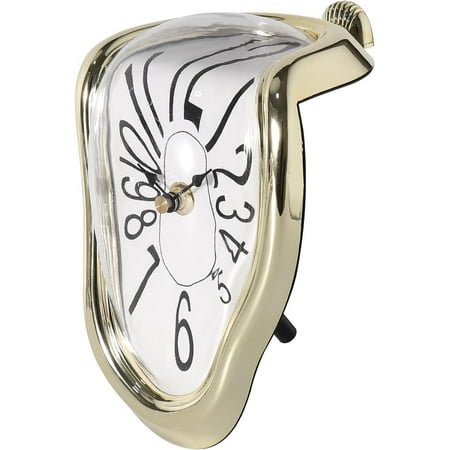 Modern Art Melting Clock Salvador Dali Time Melted Wall Clock Perfect for Decorating Your Room Desk Funny Creative Gift Arabic Gold