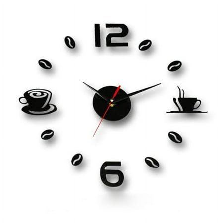 Modern Large Diy Wall Clock 3D Black Number Sticker Home Office Decor Watch Hot 1#