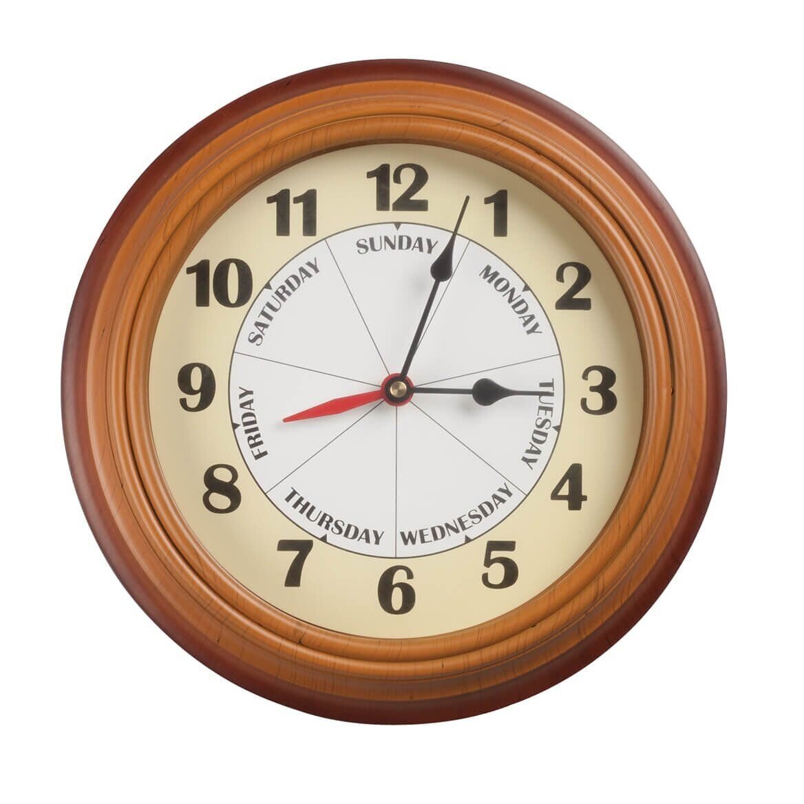 Mwfus Day of The Week Clock with Time of Day Combination â€“ Easy to Read Analog