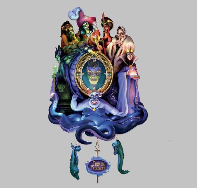 NEW Disney Classic Villains Timeless Treachery Cuckoo Clock - FULL IN BOX
