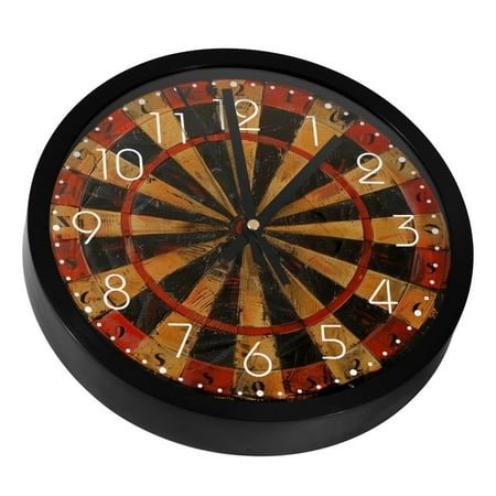 Painted Dart Board Silent Wall Clock, Non Ticking Battery Operated 9.8 Inch Wall Clocks for Bedroom Kitchen Home Office School Art Decor