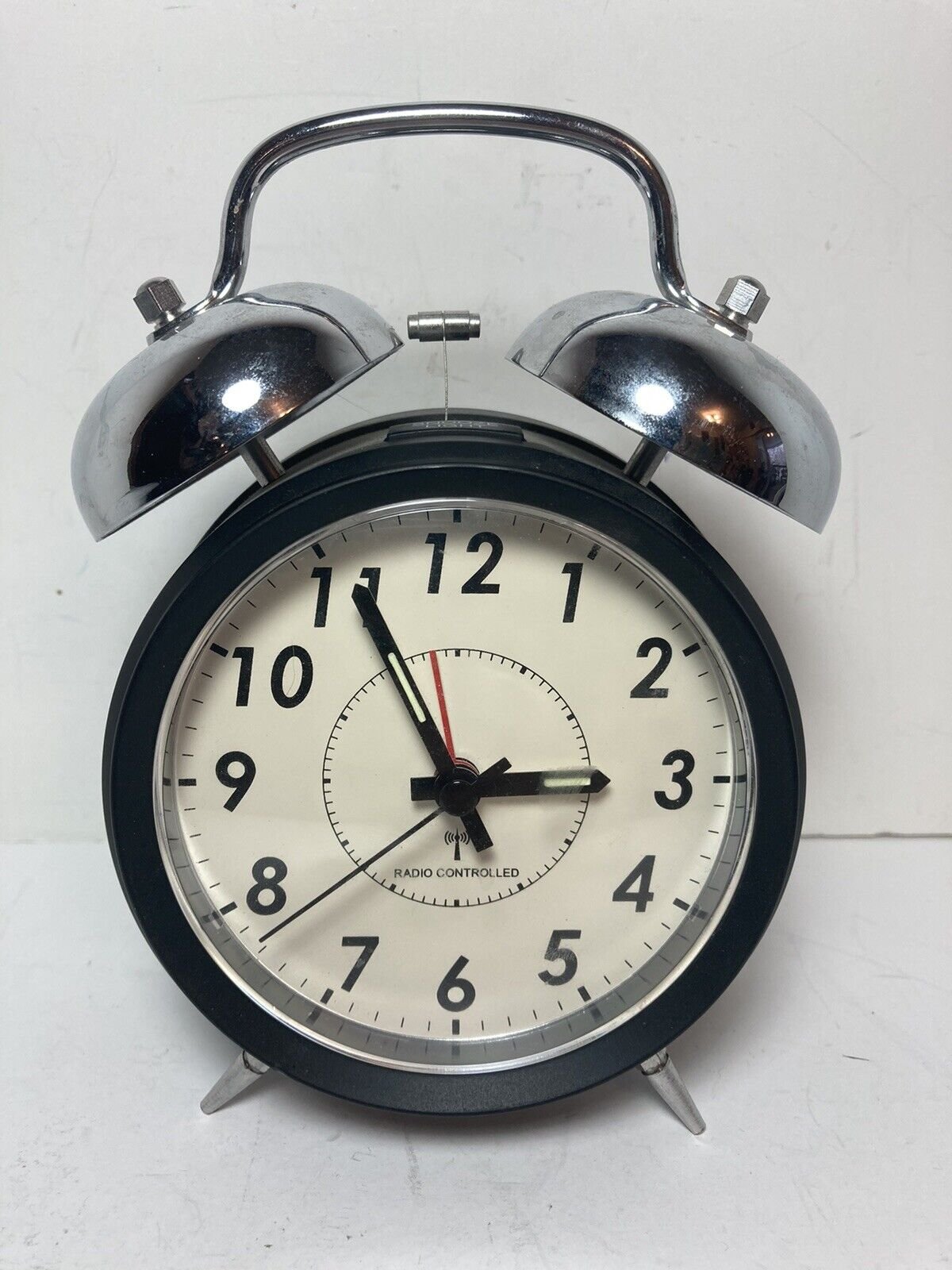Radio Controlled Clock with Twin Mechanical Bell Alarm 6.75”