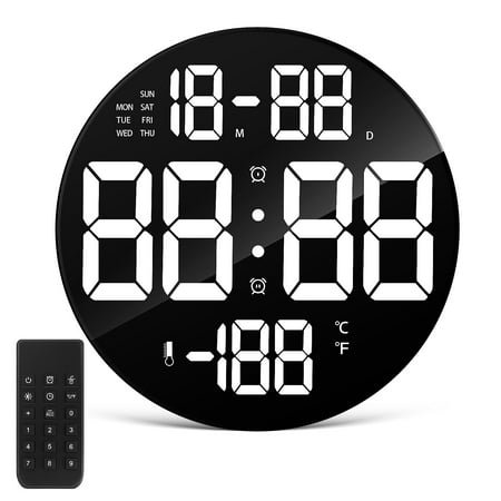 unbranded LED Remote Control Clock Digital Wall Alarm Kids Calendar Retro Decor Travel Black