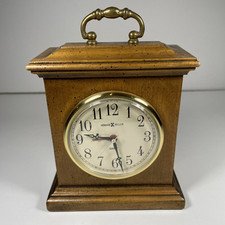 Vintage Howard Miller Mantel Clock Quartz 612-350 Wood Battery Alarm Working 7”