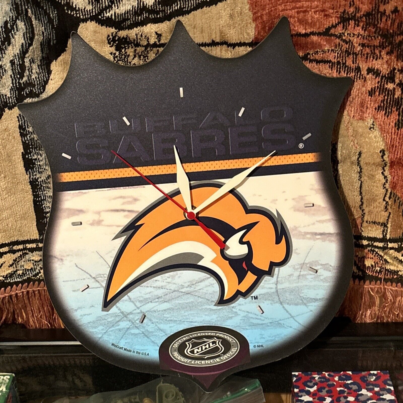 Vintage WinCraft Buffalo Sabres Slug Logo NHL Wall Clock Works!