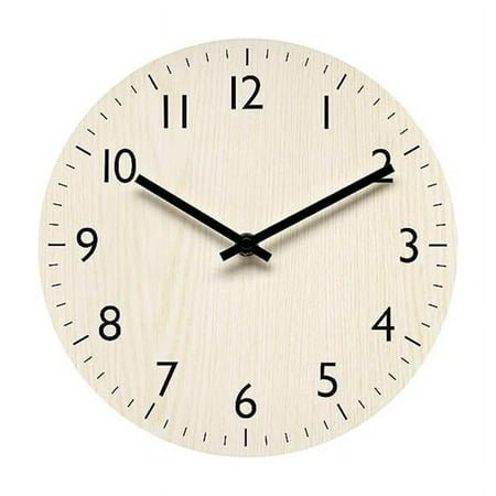 Wall Clock Light Wood Grain Clocks Simple-Design Clock Non Ticking Wall Clocks Decorative for Bathroom Kitchen Etc Decor