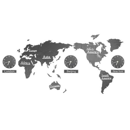Weis Creative Wall Clock Decorative Wall Map Multiple Clock No Battery
