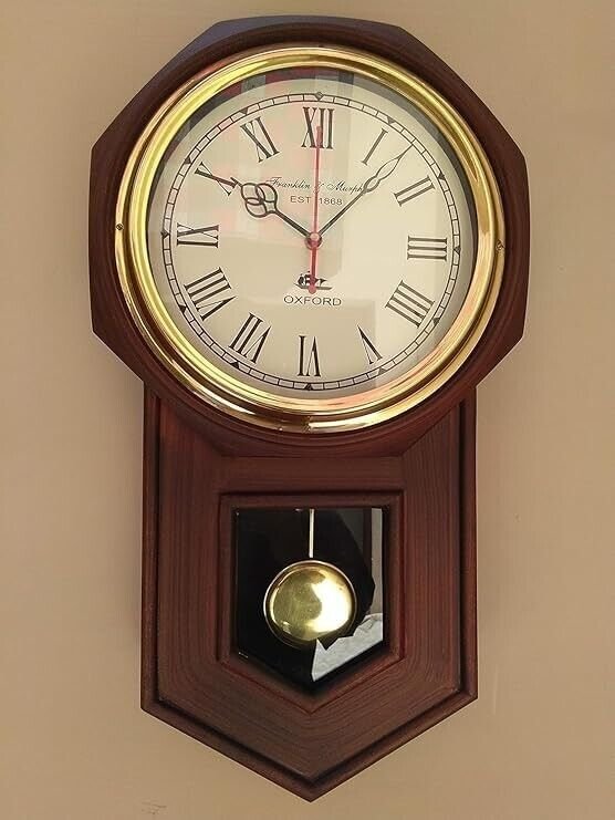 Wood and Brass Big Size Pendulum Look Wall Clock