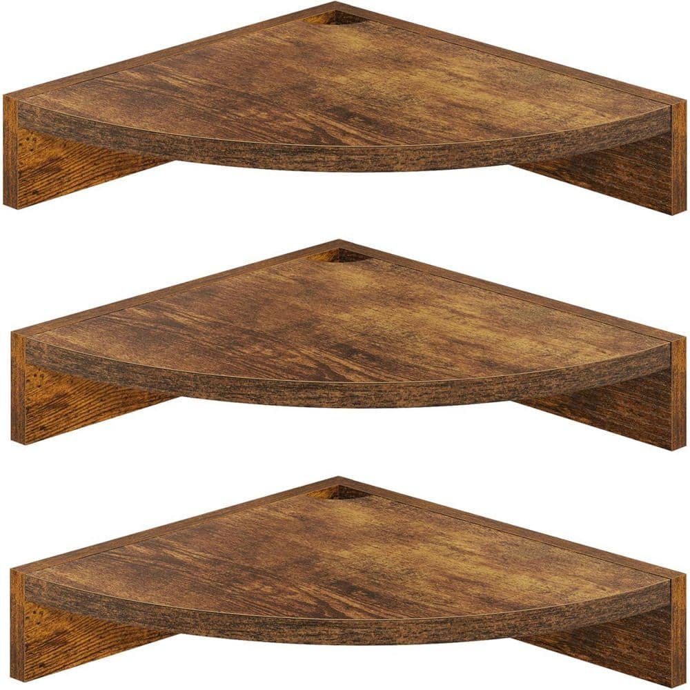 11.5 in. W x 11.5 in. D Brown Wood Corner Shelves Decorative...