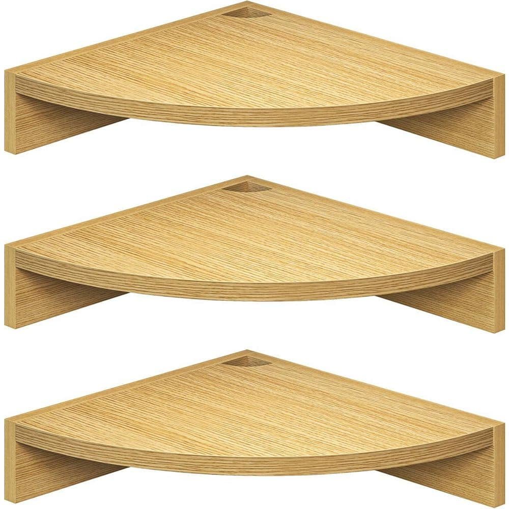 11.5 in. W x 11.5 in. D Oak Wood Corner Shelves Decorative...