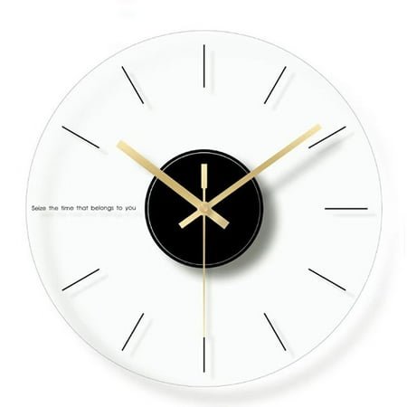 12Inch Nordic Glass Wall Clock Silent Modern Transparent Clocks Wall Watches Home Decor Bedroom Miroir Kitchen Living Room Decor (E,12 inch)