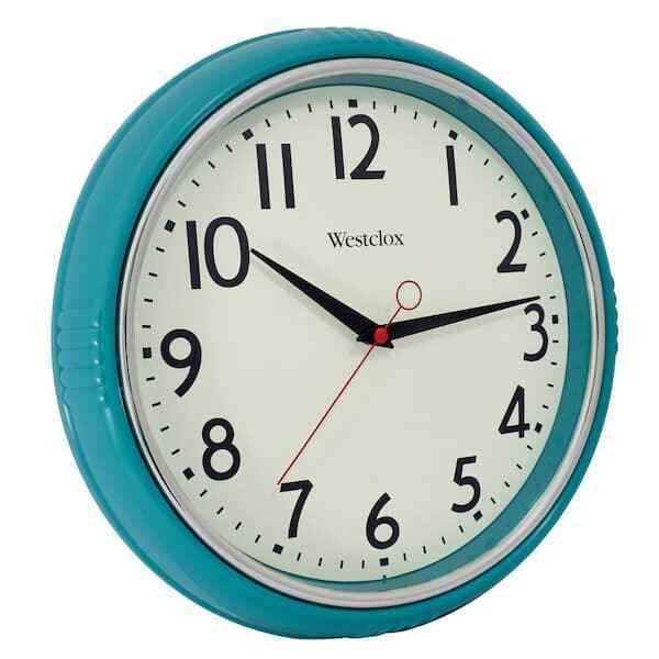 12 Inch Round Battery Operated Retro Teal Quartz Wall Clock Classic Home Display