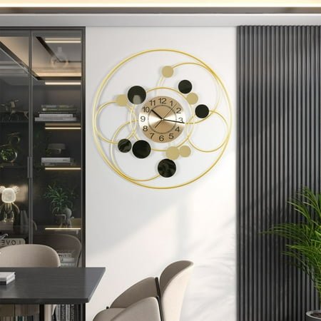 24 Large 3D Morden Wall Clock Battery Operated Metal Clock Watch Silent Non-Ticking for Home Living Room Bedroom Office Art Creative Decor