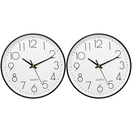 2 Pack Silent Wall Clock, 10 Inch Non Ticking Quiet Digital Sweep Decorative Battery Operated Wall Clocks for Living Room Bedroom Kitchen School Office Decor