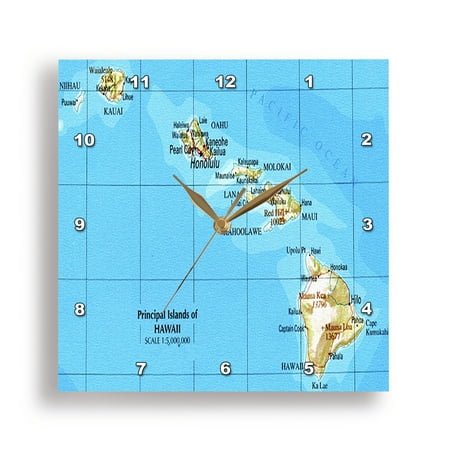 3dRose, Map Of Hawaiian Islands, 10x10 Wall Clock