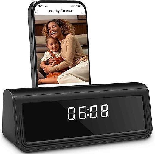 4K Wireless WiFi Clock Video Camera – Home Security Device with Night Vision, 160° Wide-Angle Lens, Motion Detection