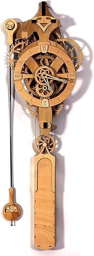 Abong David Mechanical Clock Kit - 3D Wood Puzzle Model - DIY Wooden Gear Wall Clock With Pendulum - No Batteries Required, Runs for 36 Hours on Single Wind