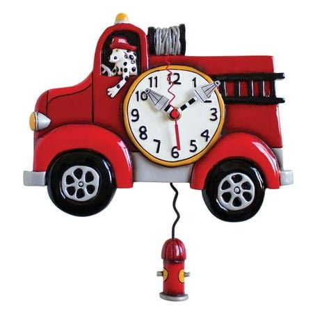 Allen Designs ADP1306 Big Red Firetruck Pendulum Wall Clock 11.25