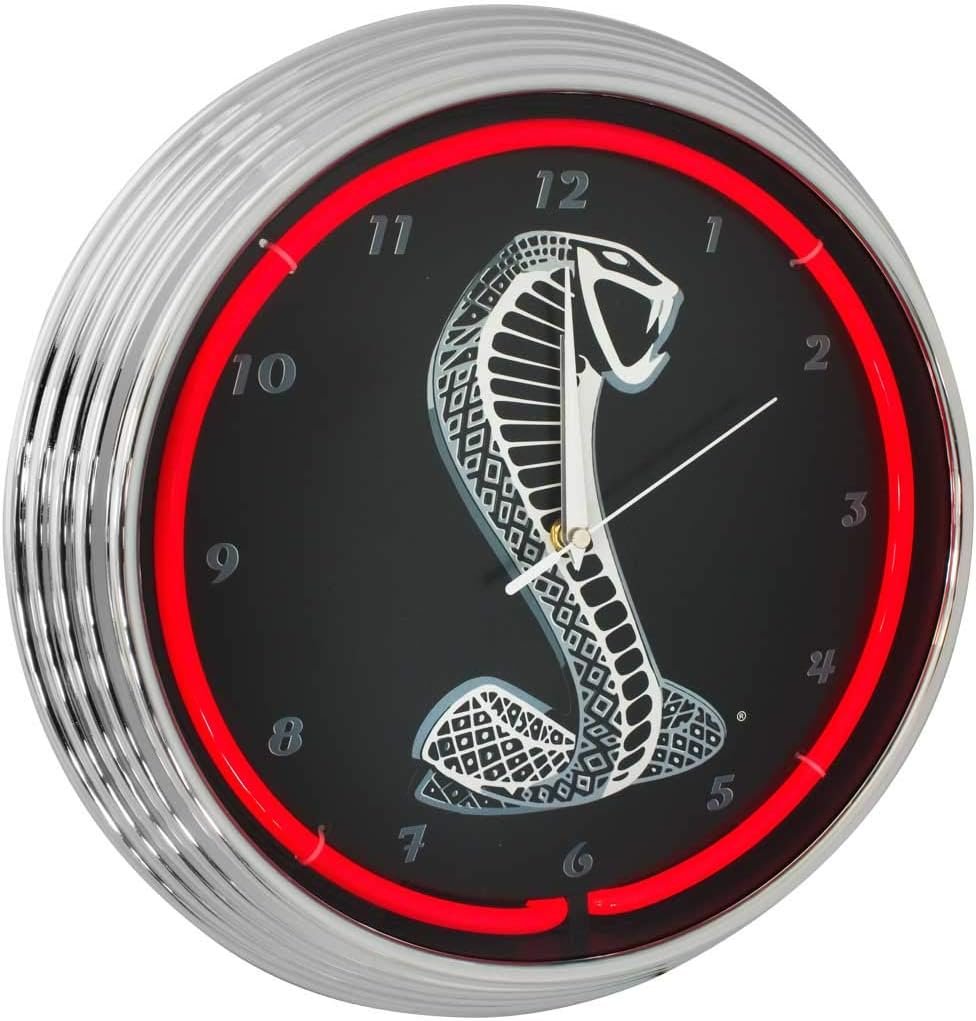 Blue Oval Industries Mustang Cobra Red Neon Wall Clock, 15-Inch