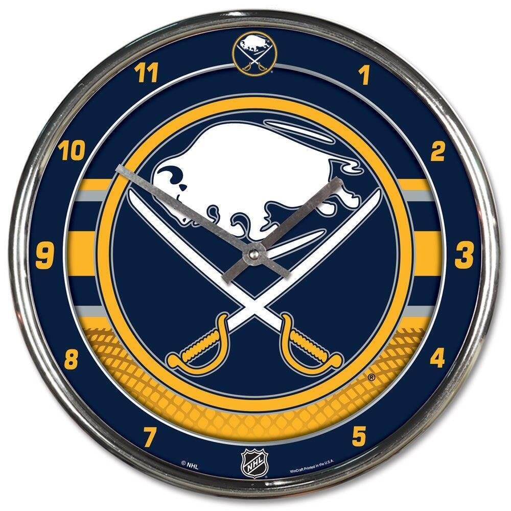 Buffalo Sabres Chrome Round Wall Clock [NEW] NHL Sign Banner Office Cave