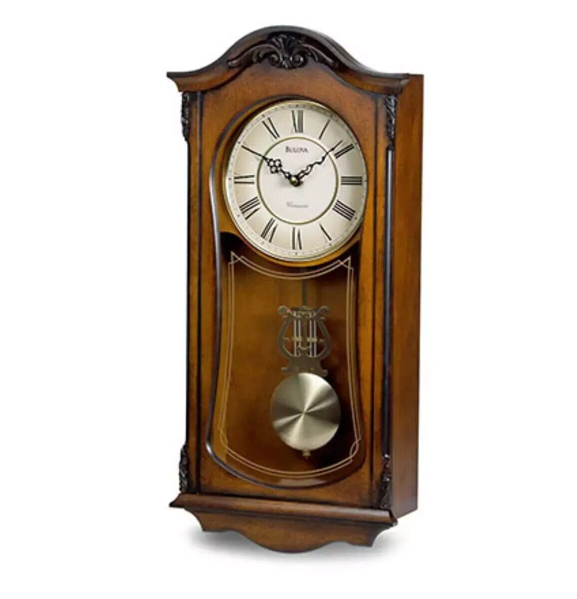 Bulova C3542 Cranbrook Walnut Chiming Wall Clock-tested