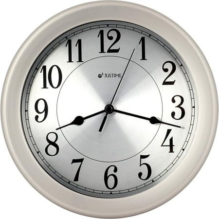 Contemporary Silver Wall Clock with Large Numerals - Stylish and Clear - Viewing