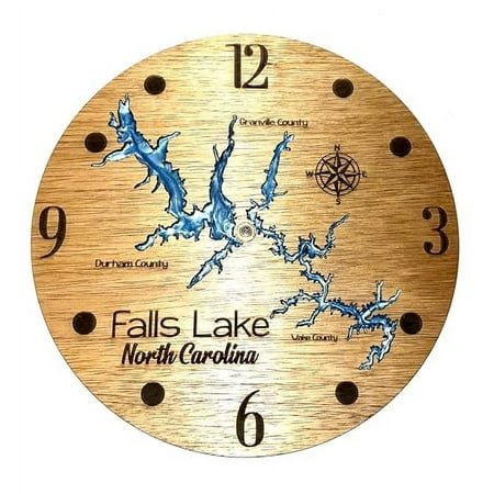 Customized Handmade Wall Clock, River or Lake Map of your choice, Glossy Resin filled, 12 inch Diameter Wall Mounted