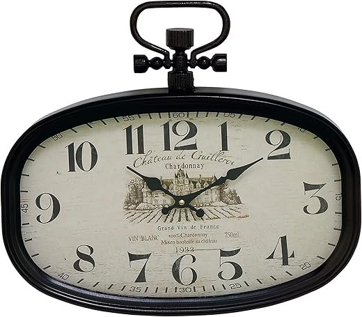 Deco 79 Metal Decorative Pocket Watch Style Wall Clock for Home and Room, 18 x 2 x 16, White