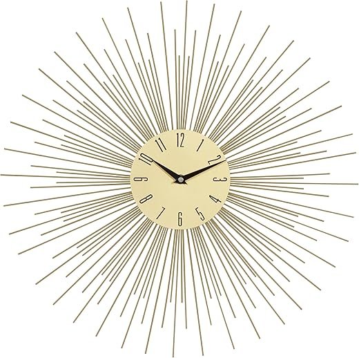 Deco 79 Metal Starburst Decorative Wall Clock Wall Clock for Home with Black Accents, Wall Clock for Room 19" x 1" x 19", Gold