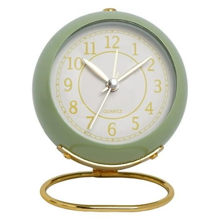 DESIGNICE Alarm Clocks for Bedrooms,Arc Glass Cover Clock for Bedroom,Silent Movement Elegant Design Battery Operated Clock,Style4