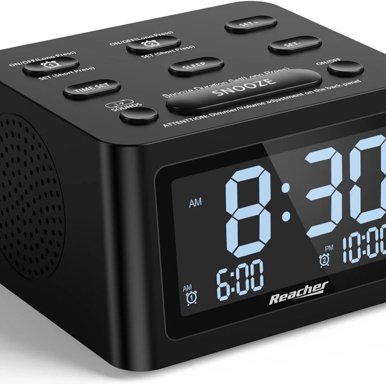 Dual Alarm Clock for Bedrooms with USB Charger, Adjustable Volume Natural Sound