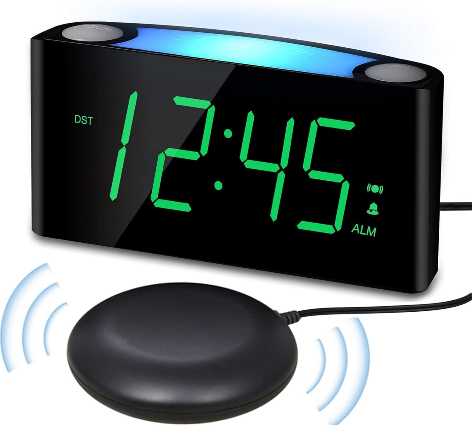 Extra Loud Vibrating Alarm Clock with Bed Shaker for Heavy Sleeper Deaf Hard of