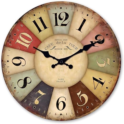 Farmhouse Wall Clocks for Living Room Decor Colorful Wall Clock Battery Operated 16 Inch Large Wall Clock Slient