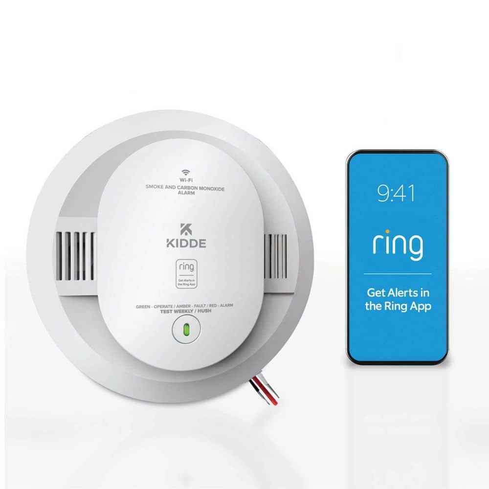 Hardwired Ring App Enabled Smart Smoke & Carbon Monoxide Detector, AA Battery...