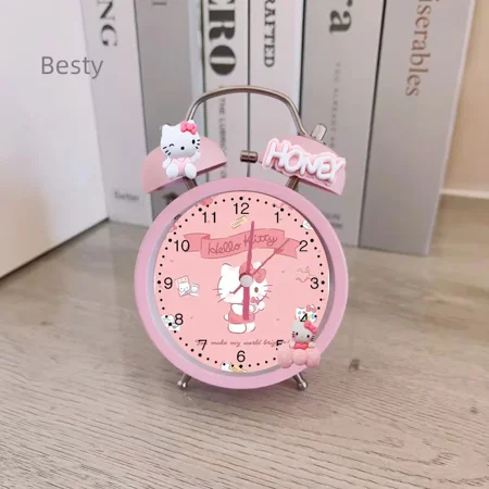 Hello Kitty Despertador Cute Alarm Clock SanrioTable Watch Desk Clock Melody Kuromi Needle Children Room Clocks Cinnamoroll