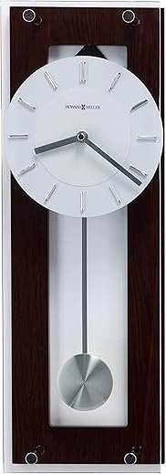 Howard Miller Adams Wall Clocks II, Espresso Finish - Silver Finished Pendulum, Wenge Style Chrome Accents, Quartz Movement Soft Ticking Wall Clock for Bedroom, Modern Grandfather Clock