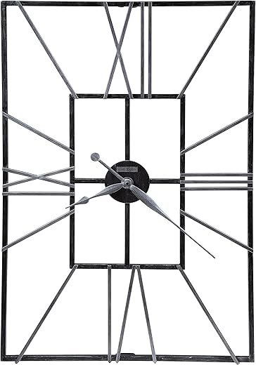 Howard Miller Krakow Wall Clock II, Decorative Rectangular Shape Wrought-Iron Sturdy Metal Transparent Frame, Wall Mount Analog Display Roman Numerals Best for Office & Dinning ROM