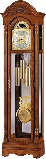 Howard Miller Morel Floor Clock II, Yorkshire Finish & Arched Bonnet Pediment with Cable Driven, Single-Chime Movement Arabic Numerals Grandfather Clocks Best for Bedroom & Living Room