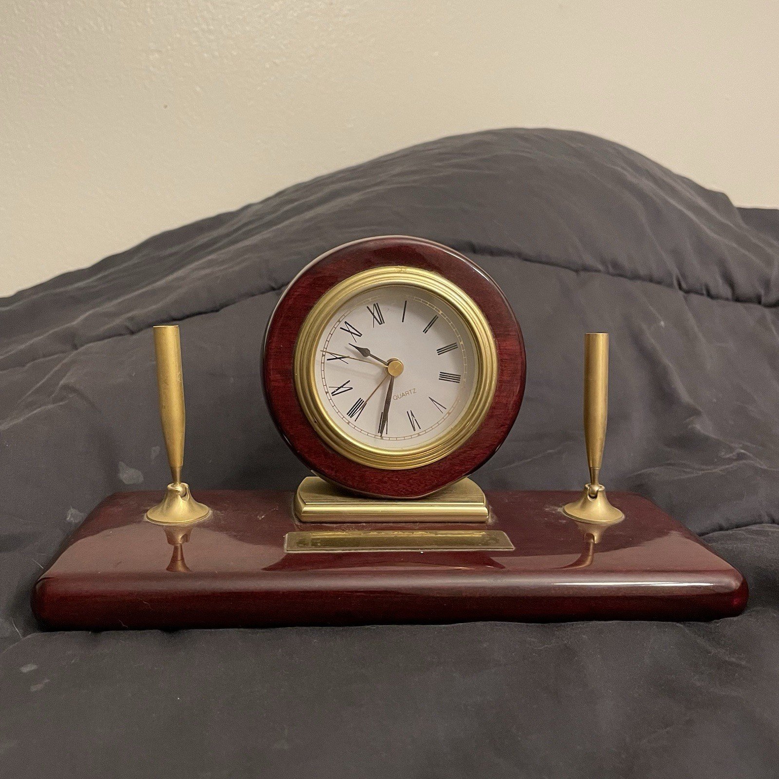 Howard Miller Rosewood Desk Set With Clock #613-588 which includes pen holder