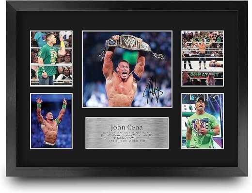 HWC Trading John Cena Wrestling 16 x 12 inch (A3) Printed Gifts Signed Autograph Picture for WWE & WWF Memorabilia Fans - 16 x 12 Framed