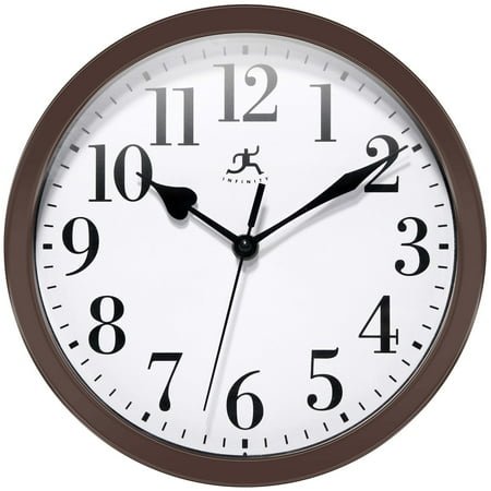 Infinity Instruments Classic Round Brown Traditional Wall Clock 9.625 Inch