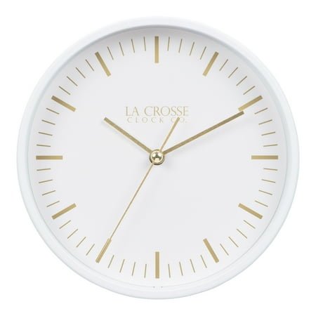 La Crosse Clock 6 Etta White-Finish Metal Silent Quartz Wall/Table Clock, 404-3715