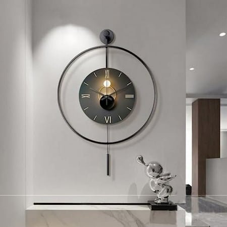Large Modern Pendulum Wall Clock,20 in Wall Clocks for Living Room Decor,Classical Metal Minimalist Dial,Big Decorative Farmhouse Wall Clock for Bedroom Office Dining Room